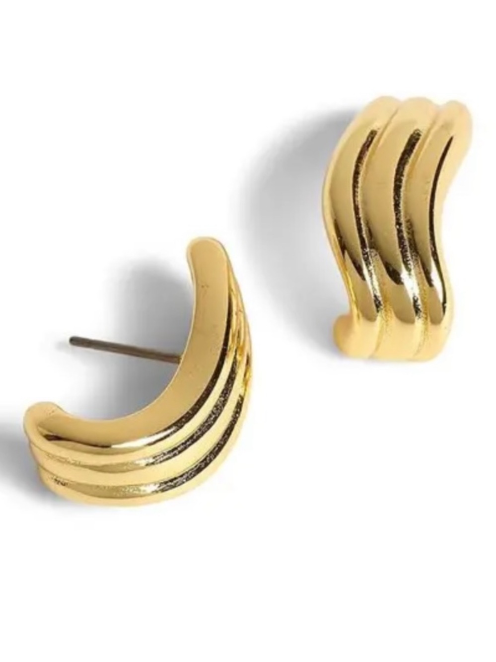 Madewell Polished Gold Ripple Huggie Earrings